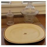 2pcs Pattern glass & Tea leaf ironstone platter