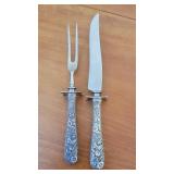 2pc Kirk sterling silver repousse carving set