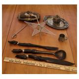 Misc box - African carvings, beveled glass star,