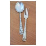 2 Kirk sterling silver repousse fork & spoon