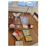 Box - playing cards, religious, alarm clock,