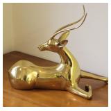 Large stunning brass gazelle deer