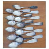 Set 12 coin silver spoons (mostly Vosburgh)