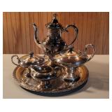 Silverplate - 5pcs - 2 coffee pots, tray, &