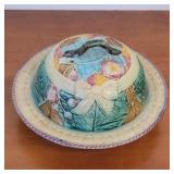 Beautiful majolica cheese/butter dish - signed -
