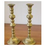 Pair of heavy antique brass candlesticks