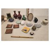 Ash trays, vases, thermometer, etc