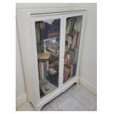 2 door antique mirrored back bookcase w/key -