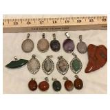 Gemstone pendants *some marked 18k