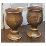 Pair signed Studio pottery goblets