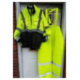 Reflective Rain Gear-Jacket and Bibs. Size XL.