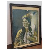 Vintage native American print in nice old frame -