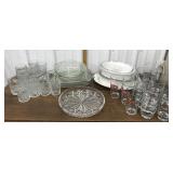 Assorted glasses/dishes- baking dishes, platters