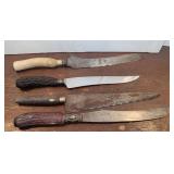 4 Vintage Carving Knives - Some Sterling Silver