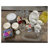 Mics.  lot cups and saucers, bread plates, vase,