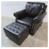 Leather chair and lift top ottoman