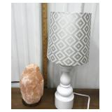 Table lamp w/ shade & salt lamp