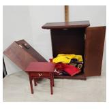 Wardrobe with american girl clothes and table