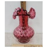 Fenton cranberry glass vase $donated to the food