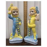 Pair Vintage ceramic Harlequins *one has damage