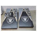 Raiders corn hole and plaque
