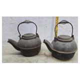 2 Cast Iron Tea Pots