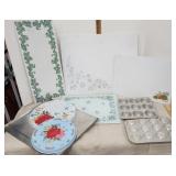 Kitchen wares cutting boards trays cupcake tins