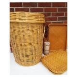 24" tall lidded wicker basket (missing 1 handle)