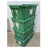 4 Green Folding Lid Tubs