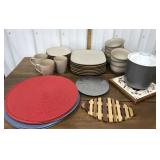 Plates, bowls, trivets, placemats, ice bucket