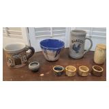 Misc studio pottery incl napkin rings
