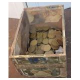 Box Mostly wheat pennies - unsorted as found in