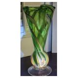 Swirl art glass vase - the swirls glow with a UV