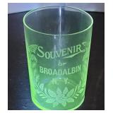 Glow glass - Broadalbin NY souvenir glass