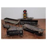 Marx train cars & signal