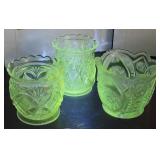 3 Glow glass vases / sugar bowls