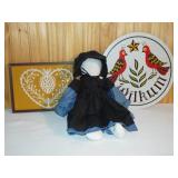 Amish hand made doll, Hex Sign & Folk Art