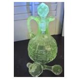 Glow glass - vinegar cruet w/3 stoppers