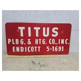 Titus plbg & htg co Endicott sign 48"24" 1 of 2