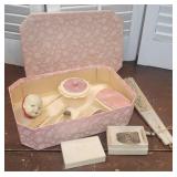 Victorian box - Celluloid baby dresser set,