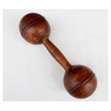 Antique wooden dumbbell. Looks like 3/4 lb is
