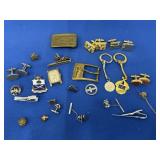 Cufflinks pins, buckles, trinkets - 14k tie tack,