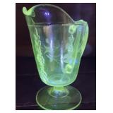 Green glow glass - patterned glass pitcher