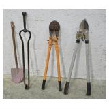 Lopers, bolt cutters, shovel