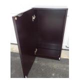 Dark Wood 3-shelf Mirrored  Bathroom Cabinet 14"