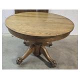 Antique Claw foot Tiger oak table 3 leaves 42"30"