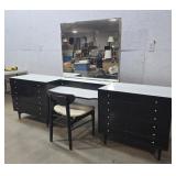 Mid century dresser/vanity with mirror and chair