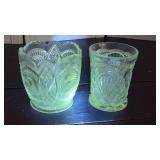 2pcs Glow green glass - glass and vase