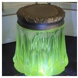 Glow green glass - dresser jar