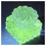 Tiny Glow green glass inkwell